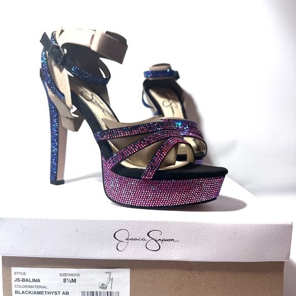 Jessica Simpson Balina Faux Suede Platform Ankle Wrap Dress SandalsBlack 9 size - Picture 6 of 13